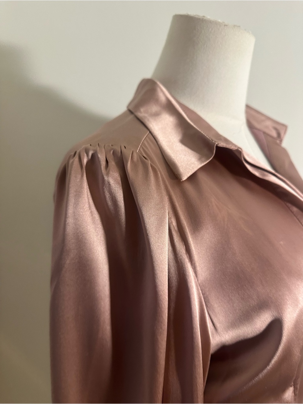 Antonio Melani Mateo Rosewood Satin Midi Shirt Dress Size 8 NWT - Picture 9 of 11